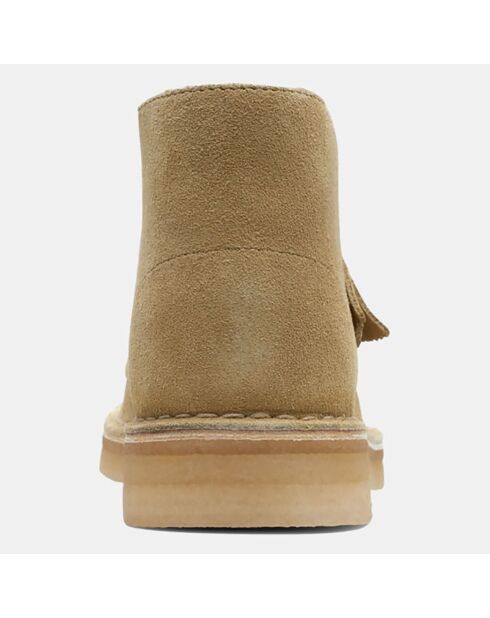 Beige fluwelen leren woestijnlaarzen