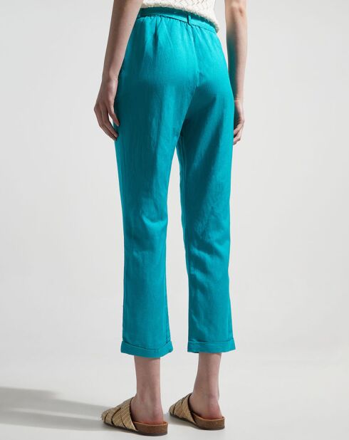 Pantalon droit chino Lupin turquoise
