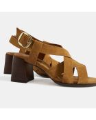 Sandales à talon en Cuir camel