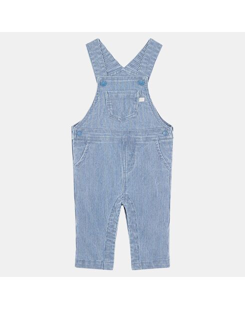 Salopette Aligator toile rayée bleu/écru