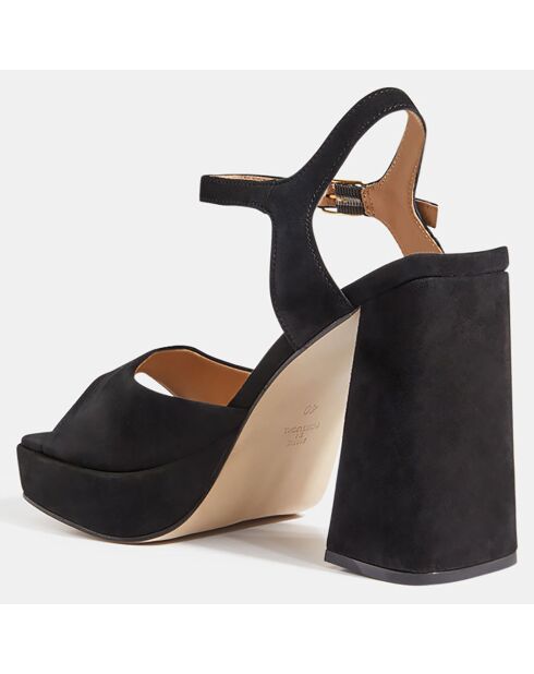 Sandales en velours de Cuir noires - Talon 10.5 cm