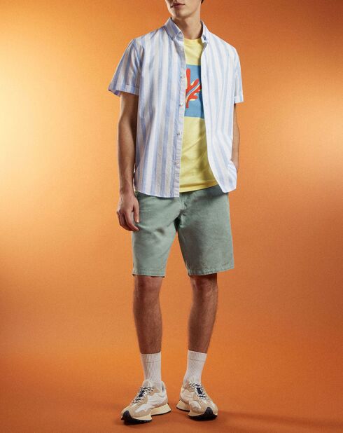 Camiseta con estampado Fishigraf de 1 cm amarillo claro