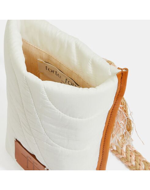 Pochette de téléphone en Nylon écru/orange - 19x11 cm