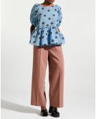 Top gaufré Liw à motifs bleu clair