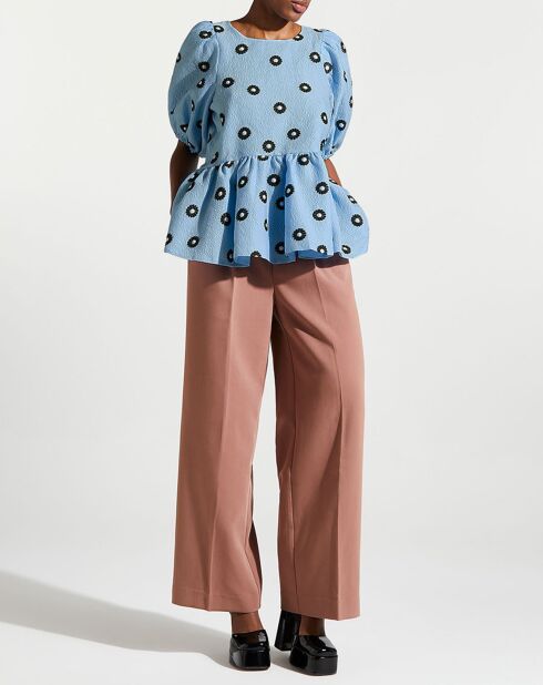 Top gaufré Liw à motifs bleu clair