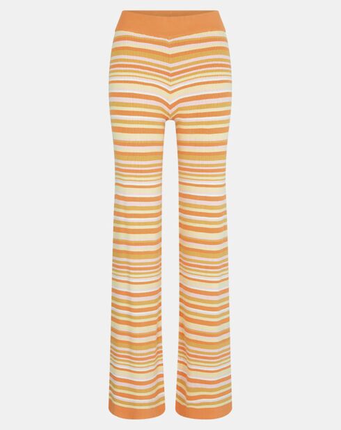 Pantalon en Maille côtelée Awa rayé multicolore