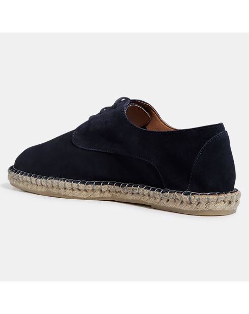 Espadrilles en Velours de Cuir bleu marine