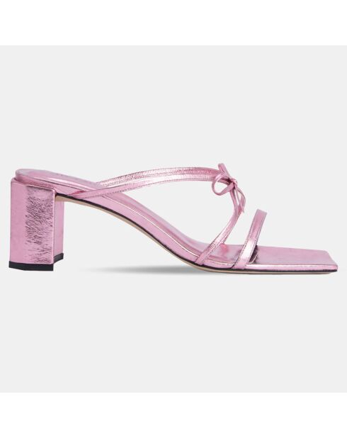 Mules in pelle di agnello giallo rosa - tacco 6 cm