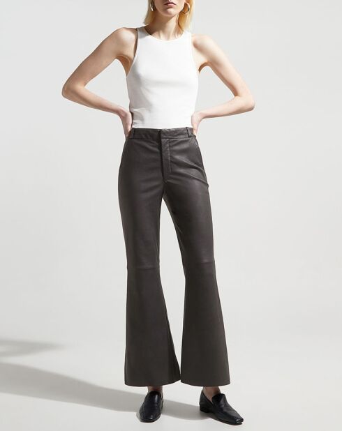 Pantalon en Cuir d'Agneau Evyn noir