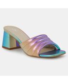 Mules à talon en Cuir matelassées multicolores - Talon 6 cm