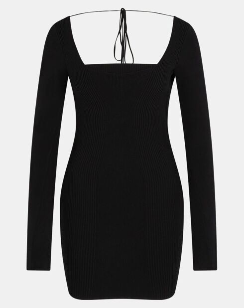 Robe mini en Maille côtelée Melina Knitted noire