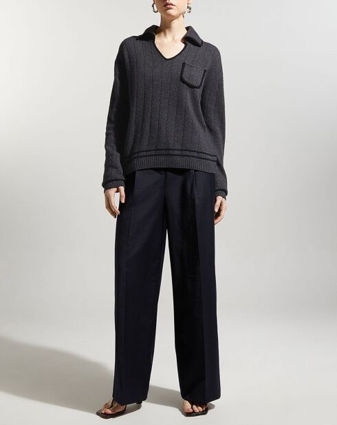 Maglione Adrien in misto lana grigio/nero