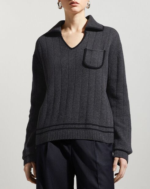Maglione Adrien in misto lana grigio/nero