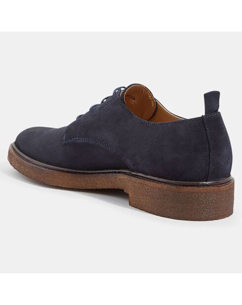 Derbies en Velours de Cuir bleu marine