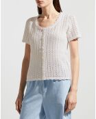 Top en crochet écru