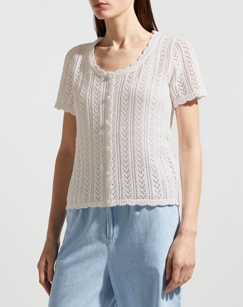 Top en crochet écru