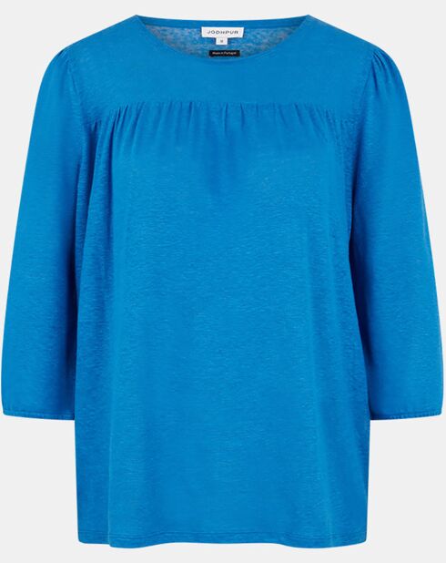 T-Shirt 100% Lin Riko bleu moyen