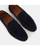 Mocassins en Velours de Cuir bleu marine