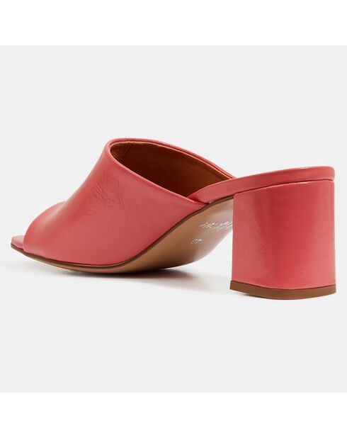 Snoeproze muiltjes van leer met hak - hak van 6 cm