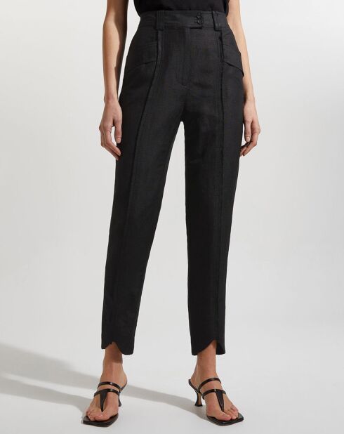 Pantalon en Lin & Rayon Surrounding noir