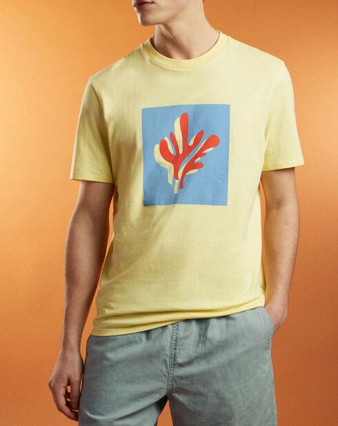 Camiseta con estampado Fishigraf de 1 cm amarillo claro