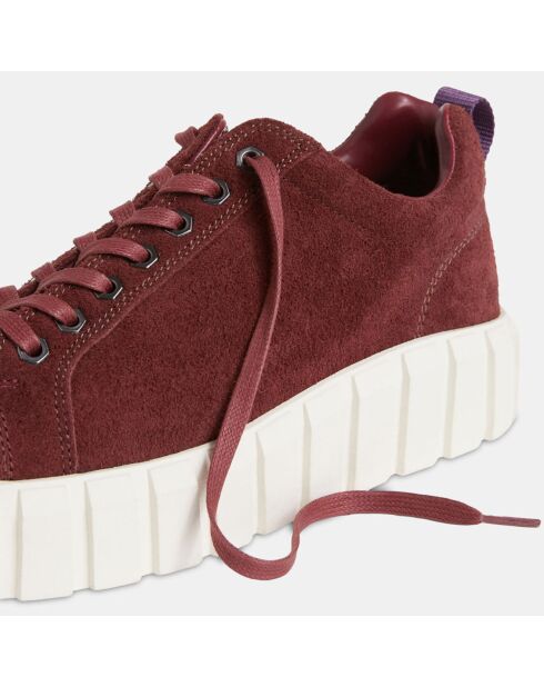 Baskets en Velours de Cuir Odessa bordeaux