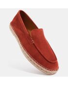 Mocassins espadrilles en Velours de Cuir orange brique