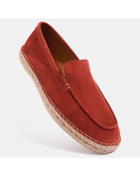 Mocassins espadrilles en Velours de Cuir orange brique