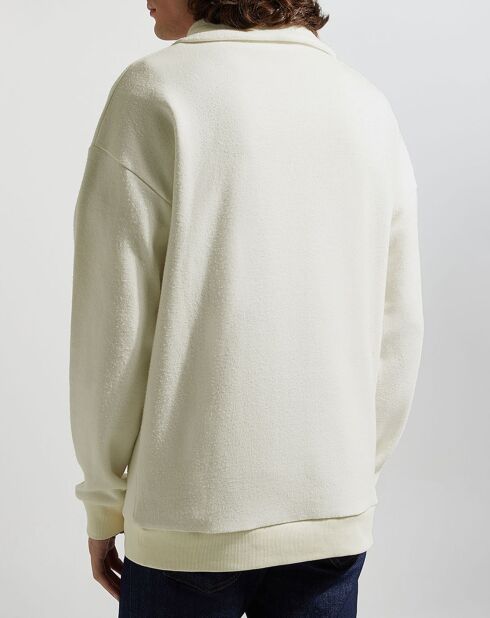 Pull en Coton & Laine mélangés Funnel col montant écru