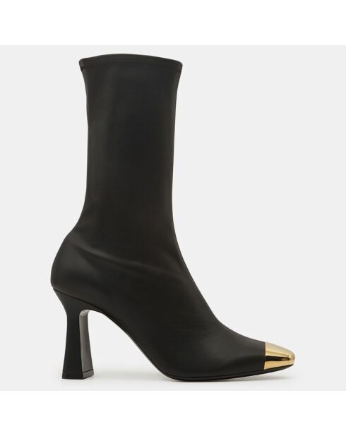 Bottines en Cuir Ellia noir/doré - Talon 9 cm