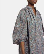 Robe en Popeline Vanessa imprimée bleue