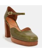 Sandales à talon en Cuir vert kaki - Talon 8.5 cm