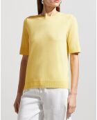 Pull 100% Cachemire Difi manches courtes jaune