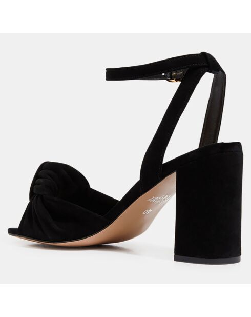 Schwarze Sandalen aus Veloursleder mit Absatz 8,5 cm