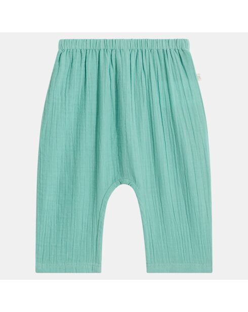 Pantalon en Coton Bio Isouma gaze vert