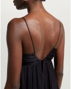 Robe en Crépon de Soie mélangée Pinstri noire