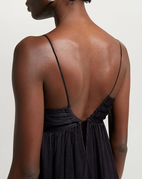 Robe en Crépon de Soie mélangée Pinstri noire