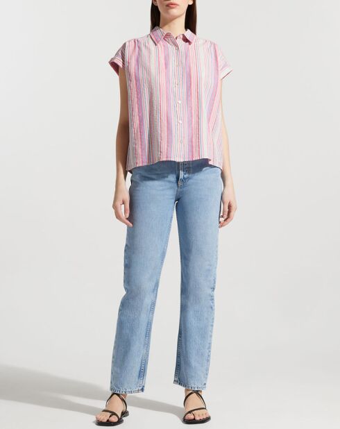 Chemise Levain rayée rose
