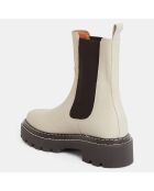 Chelsea Boots en Cuir lisse surpiqures blanches - Talon 4 cm