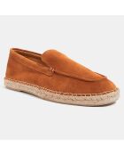 Mocassins espadrilles en Velours de Cuir camel