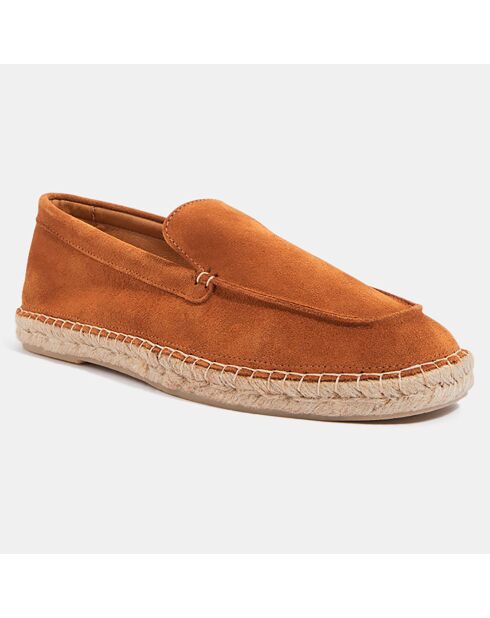 Mocassins espadrilles en Velours de Cuir camel