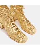 Boots en Cuir Hand-woven Chic Ankle dorées - Talon 5,5 cm