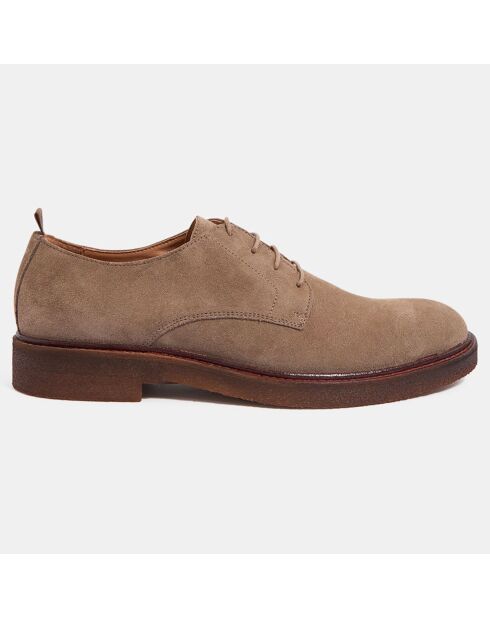 Derbies en Velours de Cuir marron taupe