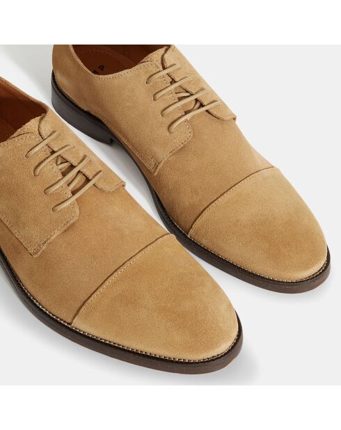 Derbies en Velours de Cuir beiges