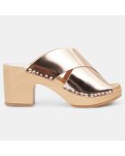 Sabots en Cuir Yzis roses - Talon 7,5 cm