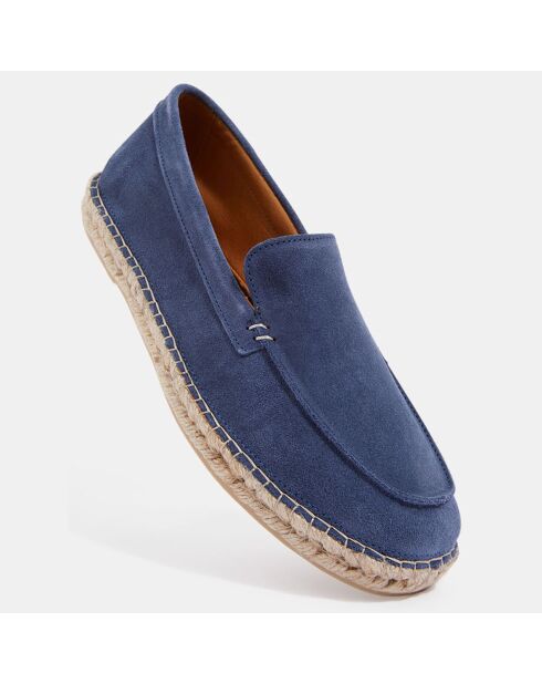 Mocassins espadrilles en Velours de Cuir bleu jean