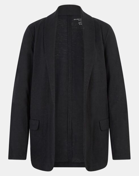 Veste en Lin mélangé poches plaquées noire