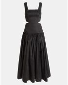 Robe midi en Lin mélangé Audette Pleated noire