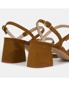 Sandales à talon en Cuir marron - Talon 6 cm