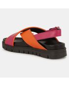 Sandales en Cuir orange/rose